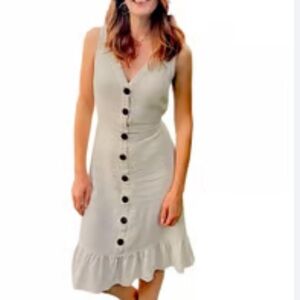 Monteau Button‎ Linen Blend Midi Dress. Size S